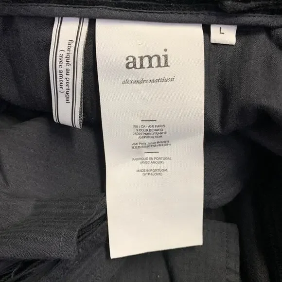 AMI by ALEXANDRE MATTIUSSI Size L Black Corduroy Cotton Button Fly Casual Pants